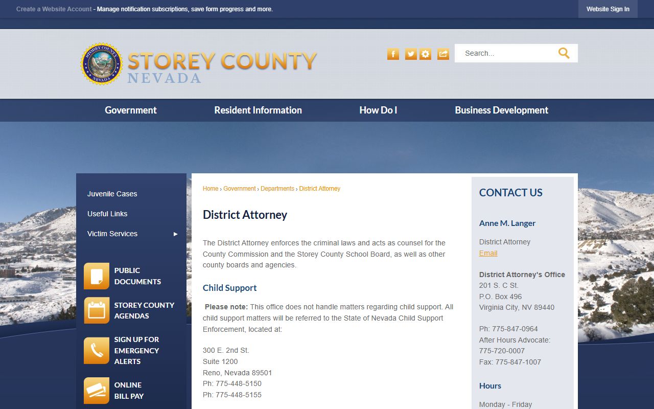Storey County court records after jail arrest district attorney screenshot