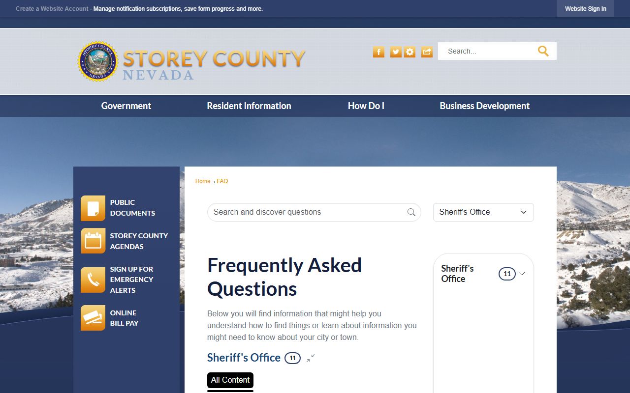 Storey County jail mugshots sheriff case report fee screenshot